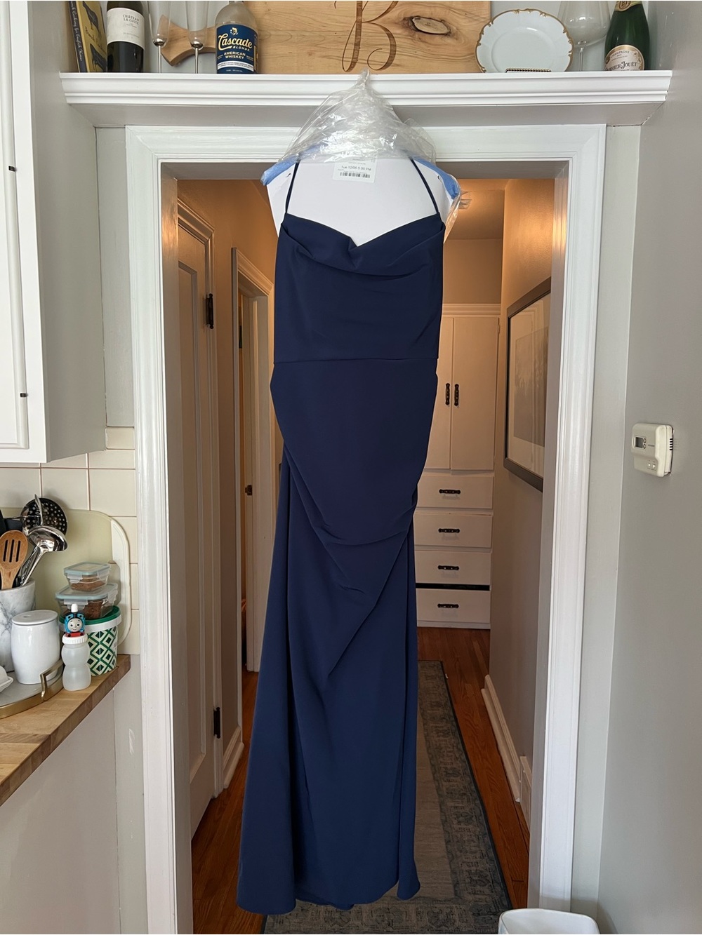 David’s Bridal Bridesmaid Formal Navy Blue Floor Length Dress